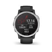 Garmin - Fenix 6s Solar - rama argintie cu curea neagra - ceas inteligent premium cu GPS cu functii avansate pentru sport