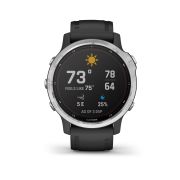 Garmin - Fenix 6s Solar - rama argintie cu curea neagra - ceas inteligent premium cu GPS cu functii avansate pentru sport