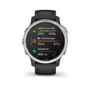 Garmin - Fenix 6s Solar - rama argintie cu curea neagra - ceas inteligent premium cu GPS cu functii avansate pentru sport