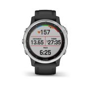 Garmin - Fenix 6s Solar - rama argintie cu curea neagra - ceas inteligent premium cu GPS cu functii avansate pentru sport