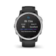 Garmin - Fenix 6s Solar - rama argintie cu curea neagra - ceas inteligent premium cu GPS cu functii avansate pentru sport