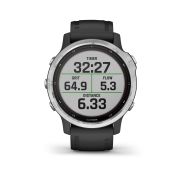 Garmin - Fenix 6s Solar - rama argintie cu curea neagra - ceas inteligent premium cu GPS cu functii avansate pentru sport
