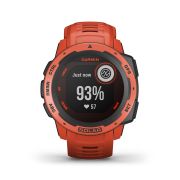 Garmin - Instinct Solar - rosu Flame Red - ceas inteligent cu GPS cu functii avansate pentru sport si incarcare solara