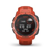 Garmin - Instinct Solar - rosu Flame Red - ceas inteligent cu GPS cu functii avansate pentru sport si incarcare solara