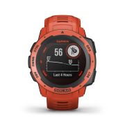 Garmin - Instinct Solar - rosu Flame Red - ceas inteligent cu GPS cu functii avansate pentru sport si incarcare solara