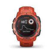 Garmin - Instinct Solar - rosu Flame Red - ceas inteligent cu GPS cu functii avansate pentru sport si incarcare solara