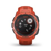 Garmin - Instinct Solar - rosu Flame Red - ceas inteligent cu GPS cu functii avansate pentru sport si incarcare solara