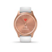 Garmin - Vivomove Style - carcasa rose-gold - bratara silicon alba