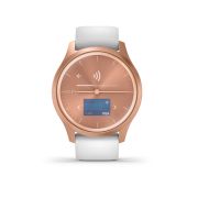 Garmin - Vivomove Style - carcasa rose-gold - bratara silicon alba