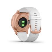 Garmin - Vivomove Style - carcasa rose-gold - bratara silicon alba