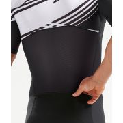 2XU - Costum triathlon barbati Compression Full Zip Sleeved Trisuit - negru dungi albe