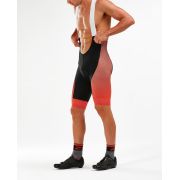 2XU - pantaloni scurti ciclism Elite Cycle Bib Shorts - negru mesh texturat portocaliu