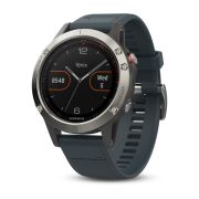 Garmin Fenix 5 Silver cu curea albastra granit