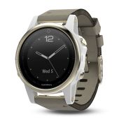 Garmin Fenix 5S Sapphire Champagne cu curea gri grey suede