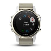 Garmin Fenix 5S Sapphire Champagne cu curea gri grey suede