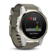 Garmin Fenix 5S Sapphire Champagne cu curea gri grey suede