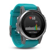 Garmin Fenix 5S Silver cu curea turcoaz