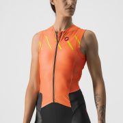 Castelli - costum trisuit triatlon pentru femei, fara maneca Free Sanremo SL Suit - negru portocaliu