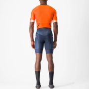 Castelli - costum trisuit triatlon pentru barbati, maneca scurta Free Sanremo SS Suit - portocaliu briliant albastru indigo belgian