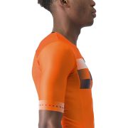Castelli - costum trisuit triatlon pentru barbati, maneca scurta Free Sanremo SS Suit - portocaliu briliant albastru indigo belgian