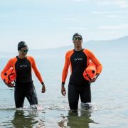 Orca - costum neopren ape deschise pentru femei vizibilitate sporita W Vitalis OpenWater HI VIS wetsuit - negru portocaliu