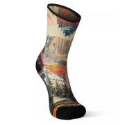 Smartwool - sosete sport femei Hike Mountain Print W socks Light Cushion Crew - maro deschis Natural negru