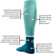 CEP - Sosete de compresie gamba femei The Run Compression W Socks Tall - albastru inchis petrol albastru deschis