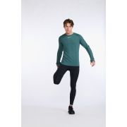 2XU - bluza tehnica pentru barbati cu maneca lunga Ignition Base Layer LS - verde inchis deep jade marle argintiu reflectorizant