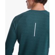 2XU - bluza tehnica pentru barbati cu maneca lunga Ignition Base Layer LS - verde inchis deep jade marle argintiu reflectorizant