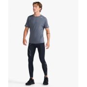 2XU - tricou tehnic pentru barbati Light Speed Tee - gri inchis turbulence argintiu reflectorizant