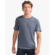 2XU - tricou tehnic pentru barbati Light Speed Tee - gri inchis turbulence argintiu reflectorizant