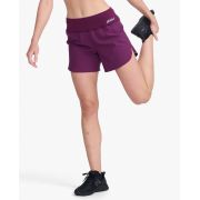 2XU - Pantaloni scurti de alergare pentru femei Aero 5 inch Shorts - visiniu mov sfecla argintiu reflectorizant