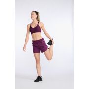 2XU - Pantaloni scurti de alergare pentru femei Aero 5 inch Shorts - visiniu mov sfecla argintiu reflectorizant
