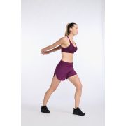 2XU - Pantaloni scurti de alergare pentru femei Aero 5 inch Shorts - visiniu mov sfecla argintiu reflectorizant