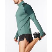 2XU - bluza tehnica pentru barbati maneca lunga cu fermoar 1/2 - Light Speed 1/2 Zip - verde deschis verde inchis sage reflectorizant