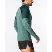 2XU - bluza tehnica pentru barbati maneca lunga cu fermoar 1/2 - Light Speed 1/2 Zip - verde deschis verde inchis sage reflectorizant
