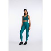 2XU - colanti compresie lungi femei Motion Print Mid Rise Compression Tights - verde inchis deep jade marled