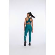 2XU - colanti compresie lungi femei Motion Print Mid Rise Compression Tights - verde inchis deep jade marled