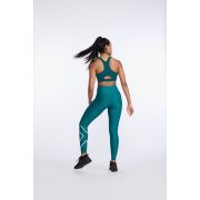 2XU - colanti compresie lungi femei Motion Print Mid Rise Compression Tights - verde inchis deep jade marled