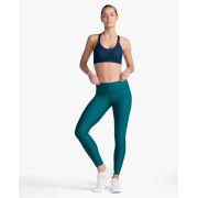 2XU - colanti compresie lungi femei Motion Print Mid Rise Compression Tights - verde inchis deep jade marled