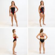 Finis - costum de baie intreg Skinback Splice - negru rosu