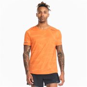 2XU - tricou tehnic pentru barbati Light Speed Tee - portocaliu Spiral negru reflectorizant