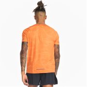 2XU - tricou tehnic pentru barbati Light Speed Tee - portocaliu Spiral negru reflectorizant