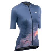 Northwave - tricou ciclism cu maneca scurta pentru femei Elements Fire jersey - albastru flacari portocalii