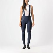 Castelli - Pantaloni lungi ciclism cu bretele pentru iarna si vreme rece pentru femei Sorpasso Ros W bibtight - bleumarin savile gri reflex