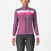 Castelli - tricou ciclism maneca lunga pentru femei Volare LS jersey roz ciclam Alb