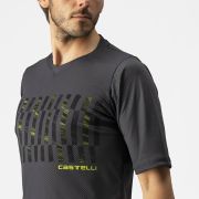 Castelli - tricou ciclism pentru barbati, maneca scurta Trail tech tee - antracit galben fluo