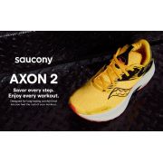 Saucony - pantofi alergare pentru barbati Axon 2 - galben Vizigld portocaliu Vizired negru alb