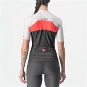 Castelli - tricou ciclism pentru femei, maneca scurta Aero Pro jersey - alb roz briliant negru