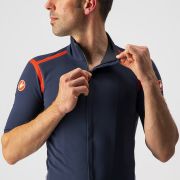 Castelli - Jacheta ciclism maneca scurta pentru barbati Gabba RoS - albastru inchis savile portocaliu